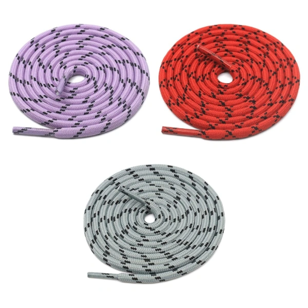GRAH SANGRAH® 3 Pair (1 Pair Per Single Color) Shoelaces for Hiking Shoes, Walking Sneakers, Climbing, Work Boot, Running, Casual, Sport Shoes (SL-211-217-218) - 120 cm, Purple Black-Red Black-Light Grey Black